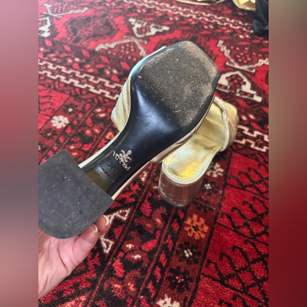 Prada Quilted Leather Block-Heel Slide Sandals 38.5 - Picture 8 of 11